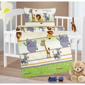 Bellatex Baby crepe lenjerie de pat Agata Safariverde, 90 x 135 cm, 45 x 60 cm