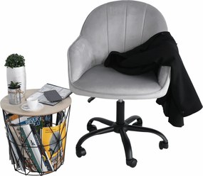 Scaun de birou, material textil din catifea gri deschis / negru, EROL