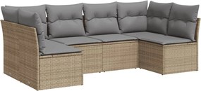 vidaXL Set canapele de grădină cu perne, 6 piese, bej, poliratan