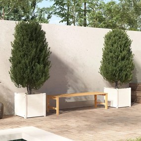Jardiniere de gradina 2 buc. alb 50x50x50 cm lemn masiv de pin 2, Alb