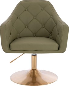 HR831N Scaun Khaki Piele Ecologica Premium Soft cu Bază Aurie