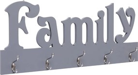 vidaXL Cuier de perete FAMILY, gri, 74 x 29,5 cm