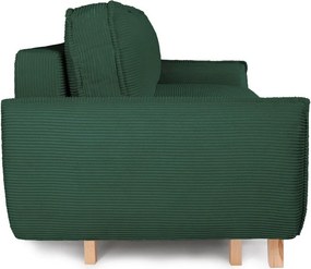 Canapea verde-închis extensibilă/cu spațiu de depozitare cu tapițerie din catifea reiată 218 cm Tori – Bonami Selection