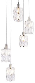 Lustra moderna cu 5 pendule WOLLI nichel/transparent 15760-5 GL