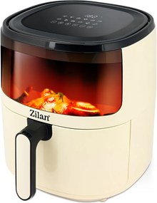 Friteuza Zilan ZLN9984 tip air fryer, 1500W, capacitate 5L, temperatura maxima 200 grade, Crem