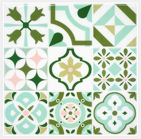 Tapet Morcart, 6 piese, vinil, albastru/alb/verde, 30,5 x 30,5 cm