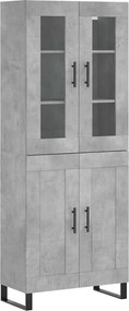 vidaXL Dulap înalt, gri beton, 69,5x34x180, lemn compozit