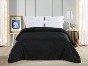 Cuvertura de pat neagra cu model LEAVES Dimensiune: 220 x 240 cm