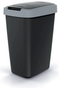 Coș de gunoi cu capac colorat, 12 l, gri/negru