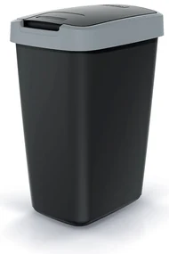 Coș de gunoi cu capac colorat, 12 l, gri/negru