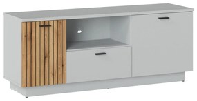 Comoda TV VERO, alb/stejar, PAL laminat, 145x40x59 cm