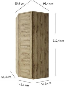 Dulap de haine de colț Deloris 1D (Stejar navarra). 1052902