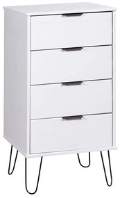 321121 vidaXL Comodă cu sertare, alb, 45x39,5x90,3 cm, lemn masiv de pin