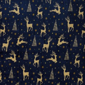 Tmavě modrá vánoční mikroplyšová deka GOLDEN DEER Dimensiune: 160 x 200 cm