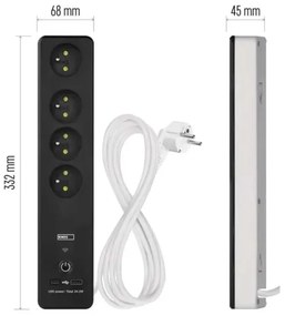 Prelungitor inteligent cu întrerupător GoSmart 4Z + 1xUSB-A + 1xUSB-C 2 m Wi-Fi Tuya