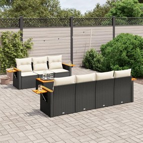 3259046 vidaXL Set mobilier de grădină cu perne, 8 piese, negru, poliratan