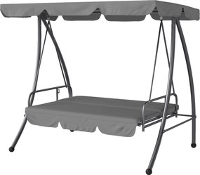 Outsunny Balansoar de grădină convertibil 3 locuri Înclinare Acoperiș reglabil Saltea 200 x 125 x 170 cm metal Polyester Gri deschis | Aosom Romania