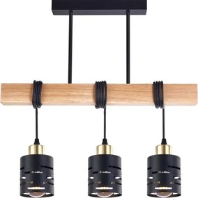 Lustră suspendată pe cablu ELEN, 3x E27/35W/230V, negru/auriu/maro