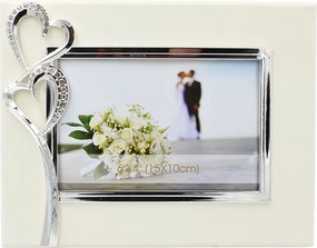 Ramă Foto AZAY cu Inimi și Cristale, 15x10 cm, Ramă Foto Romantică pentru Cuplu, Cadou Nuntă / Aniversare, Cutie Cadou Inclusă