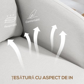 HOMCOM Fotoliu Modern pentru Living din Țesătură cu Șezut Larg și Gros, Crem | Aosom Romania