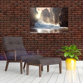 Tablou - Stânci și valuri ale oceanului (90x60 cm)