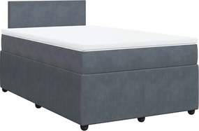 vidaXL Pat box spring cu saltea, gri închis, 120x200 cm, catifea