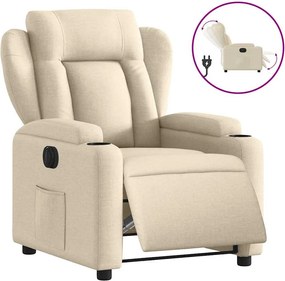 vidaXL Fotoliu rabatabil electric, crem, material textil