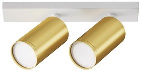 Aplica de perete / tavan cu 2 spoturi directionabile design tehnic Focus S alb, auriu mat