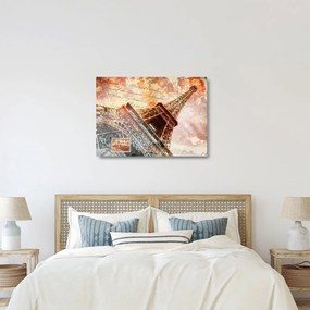 Tablou pe sticlă - Turnul Eiffel în stil vintage (70x50 cm)