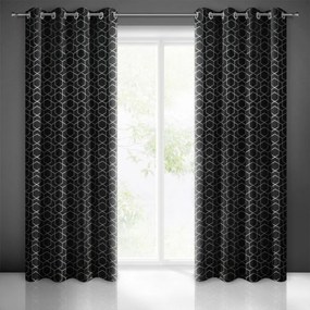 Perdele negre cu imprimeu geometric, potrivit pentru sufragerie Lungime: 250 cm