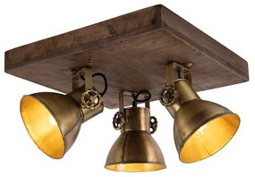 Plafoniera bronz cu lemn 3 lumini - Mangoes