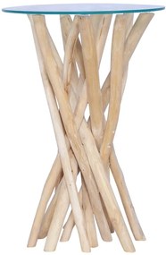 vidaXL Măsuță de cafea cu blat de sticlă, 35x35x50 cm, lemn masiv tec