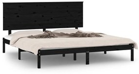 Cadru de pat, negru, 160x200 cm, lemn masiv de pin Negru, 160 x 200 cm