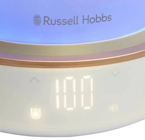 Russell Hobbs Calm Kettle 27450-70, 2400W, 1,7 l, 40-100°C, Fierbere silențioasă, butoane tactile, alerte sonore, 6 culori schimbătoare, Protect, fără BPA și PFAS, alb/dorat