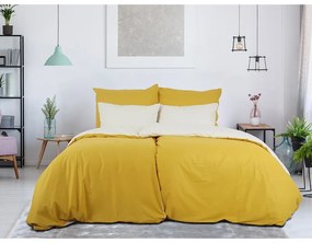 B.E.S. Petrovice Lenjerie de pat din bumbac Double face muștar/cafea