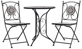 279690 vidaXL Set bistro mozaic, 3 piese, gri, placă ceramică