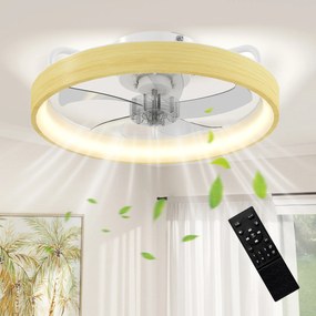 HOMCOM Ventilator de tavan cu lumină LED plafonier ventilator Ø49cm 7 pale 6 viteze luminozitate reglabilă mod vară-iarnă | Aosom Romania
