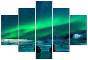 Tablou cu oameni la Aurora borealis (150x105 cm)