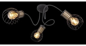 Plafoniera cu 3 spoturi design industrial ARGUSTO negru, auriu