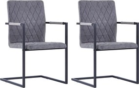 vidaXL Scaune de bucătărie consolă, 2 buc., gri închis, piele eco