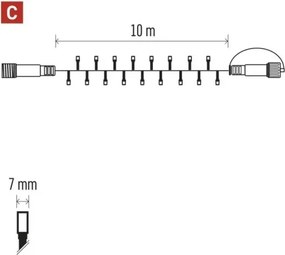 Instalație luminoasă LED pentru exterior 100xLED/10m IP44 alb cald