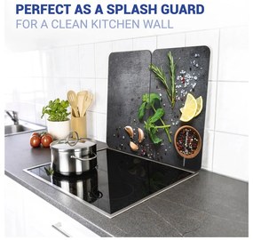 Set 2 protecții din sticlă pentru aragaz Wenko Universal Herbs