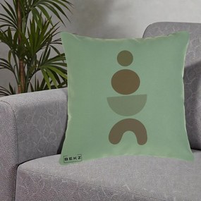Perna Decorativa Geometric Boho Cercuri si Arc, 40x40 cm, Verde, Husa Detasabila, Perna Inclusa, BEKZ®