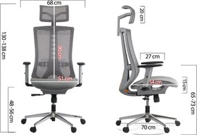 Scaun ergonomic SYYT 9510, spătar înalt și bază metalică