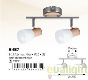 Lustra, Plafoniera cu 2 spoturi, finisaj crom/fag, Gavin 6487 RX