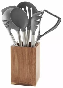 Set ustensile de bucatarie cu suport din salcam, 7 piese Kinghoff KH1325