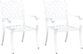 vidaXL Scaun pentru Grădină 2 pcs Alb 56 x 55 x 92.5cm Aluminiu