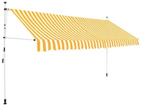 vidaXL Copertină retractabilă manual, dungi galben și alb, 400 cm