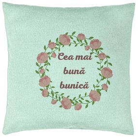 Perna Decorativa pentru Bunica 13, 40x40 cm, Verde Menta, Husa Detasabila, Burduf