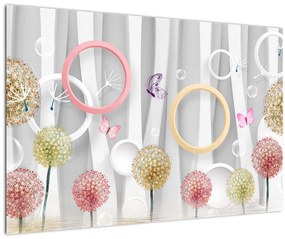 Tablou abstract cu păpădii (90x60 cm)